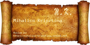 Mihalics Krisztina névjegykártya